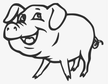 Smiling Pig Svg Vector File, Vector Clip Art Svg File - Pig Clipart Black And White, HD Png Download, Transparent PNG