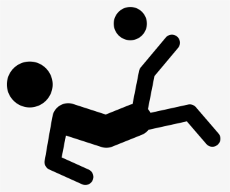 Soccer Player Silhouette Falling Kicking The Ball - Bicycle Kick Stick Figure, HD Png Download, Transparent PNG