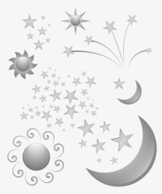 Transparent Moon And Stars Clipart Black And White - Estrelas Lua Sol Png, Png Download, Transparent PNG