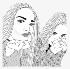 Friends Tumblr Outlines Girls Chicas - Desenhos Tumblr Para Colorir De Melhores Amigas, HD Png Download, Transparent PNG