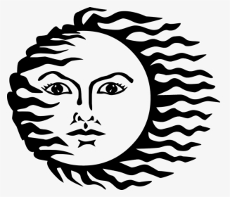 Anthropomorphic, Face, Hot, Light, Solar, Star, Sun - Sun With Face Black White, HD Png Download, Transparent PNG