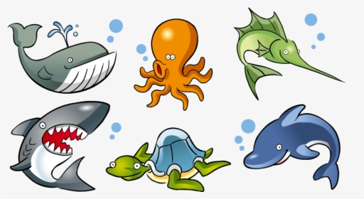 Deep Sea Creature Aquatic Animal Ocean Marine Life - Cartoon Marine Life, HD Png Download, Transparent PNG
