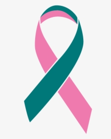 Teal And Pink Colored Gynecological Cancer Ribbon - Pancreatic Cancer Ribbon Png, Transparent Png, Transparent PNG