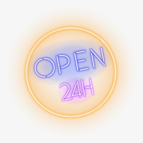 Neon Open 24 Hours Sign - Transparent Open 24 Hours Logo Png, Png Download, Transparent PNG