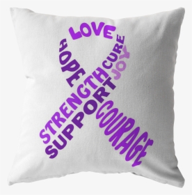 Purple Awareness Ribbon With Words Pillow - Cushion, HD Png Download, Transparent PNG
