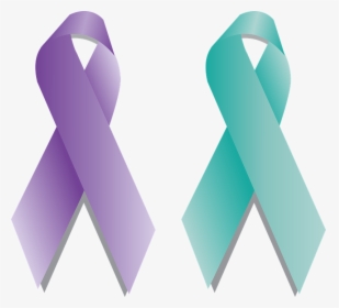 Ribbon, Awareness, Support, Disease, Medical - Teal And Purple Ribbons, HD Png Download, Transparent PNG