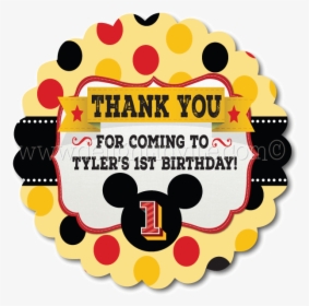 Mickey Mouse Birthday Favor Tag , Png Download - Mickey Mouse 1st Birthday Tags, Transparent Png, Transparent PNG