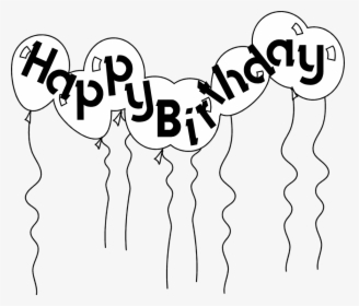 Happy Clip Art Library - Birthday Balloons Clipart Black And White, HD Png Download, Transparent PNG