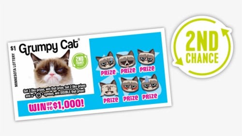 729 Grumpy Cat 2ndchance - Grumpy Cat Lottery Ticket, HD Png Download, Transparent PNG