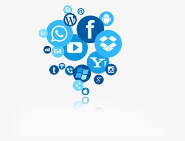 Blue Circles With White Social Media Icons Inside And - Circle Social Media Icon, HD Png Download, Transparent PNG