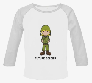 Army Girl Illustration Baby Organic Long Sleeve Shirt - Army Girl Cartoon, HD Png Download, Transparent PNG