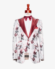 Made To Measure 2-button White Floral Tuxedo Jacket - Mens Red And Black Floral Tuxedo, HD Png Download, Transparent PNG