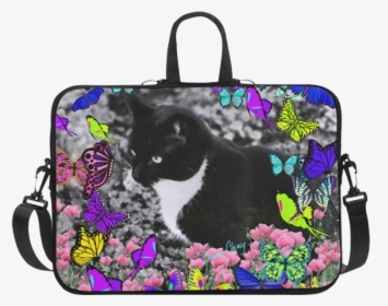 Freckles In Butterflies Ii Black White Tuxedo Cat Laptop - Laptop, HD Png Download, Transparent PNG