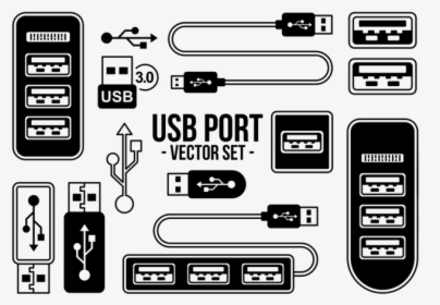Iconos De Puerto Usb Vector - Usb Port Icon Png, Transparent Png, Transparent PNG