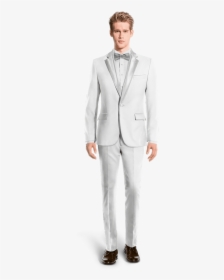 White Tuxedo-view Front - Collarless Suit, HD Png Download, Transparent PNG
