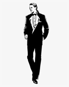 Tuxedo Clipart Black And White - Man In Tuxedo Clipart, HD Png Download, Transparent PNG