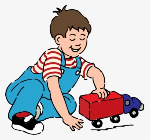 Baby Playing Boy Playing With Toy Truck Clip Art At - Boy With A Toy, HD Png Download, Transparent PNG