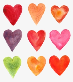 Watercolor Hearts By Anna Michalik - Free Heart Png Watercolor, Transparent Png, Transparent PNG