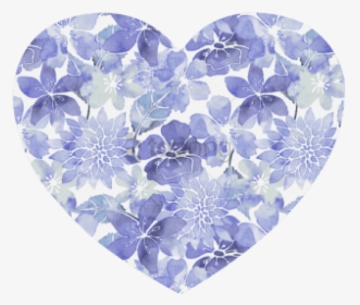 Blue Watercolor Flower Pattern Heart-shaped Mousepad - Blue Watercolor Heart Transparent, HD Png Download, Transparent PNG