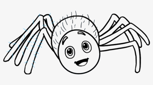 Spider Pic Drawing - Spider Cartoon Black And White, HD Png Download, Transparent PNG