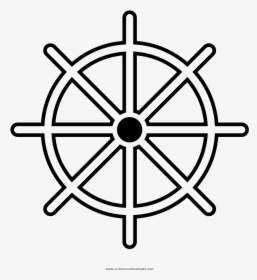 Ship Wheel Coloring Page - Dharmachakra Black And White, HD Png Download, Transparent PNG