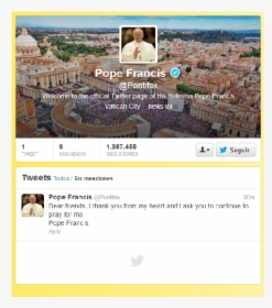 El Primer Tweet Del Papa Francisco - Pontifex Twitter, HD Png Download, Transparent PNG