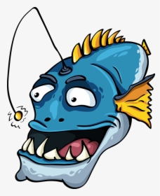 Fish, An Angler, Jaw, Toothy, Fun, Character, Sea - Angler Fish Cartoon, HD Png Download, Transparent PNG