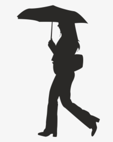 Girl Holding Umbrella Silhouette Free Vector Silhouettes - Silhouette Of A Person Holding An Umbrella, HD Png Download, Transparent PNG
