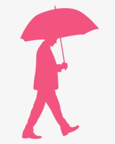 Man Walking With Umbrella Silhouette, HD Png Download, Transparent PNG
