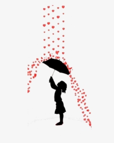 #ftestickers #girl #umbrella #silhouette #hearts #cute - Silhouette Of Little Girl Holding Umbrella, HD Png Download, Transparent PNG