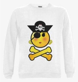 Smiley Emoji Girl Gildan Crewneck Sweatshirt (model - Chica Pirata Emoji, HD Png Download, Transparent PNG