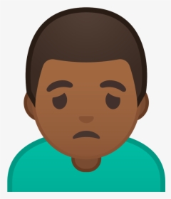 Man Frowning Medium Dark Skin Tone Icon - Black Man Emoji Hand On Face, HD Png Download, Transparent PNG