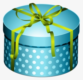 Blue Round Present With Bow Png Image Clipart - Round Gift Clipart, Transparent Png, Transparent PNG