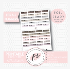 Bow Icon Divider Quarter Boxes Digital Printable Planner - Free Kawaii Printable Planner Stickers, HD Png Download, Transparent PNG