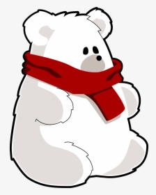 Red Christmas Scarf Png Clipart - Polar Bear With Scarf, Transparent Png, Transparent PNG