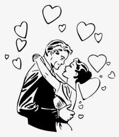 Transparent Couple Kissing Png - Love Clipart Black And White, Png Download, Transparent PNG