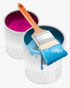 Paint Tin Can Brush Clip Art - Paint Can And Brush, HD Png Download, Transparent PNG