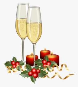 Champagne Transparent Christmas - Christmas Champagne Clipart, HD Png Download, Transparent PNG
