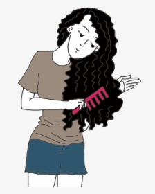 Brush - Drawing Of Someone Brushing Their Hair, HD Png Download, Transparent PNG