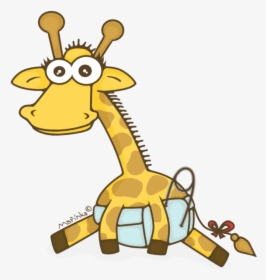 Transparent Diaper Clipart - Baby Giraffe With Diaper Clipart, HD Png Download, Transparent PNG
