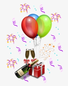 Champagne With Gift Boxes And Balloons - Present Clip Art, HD Png Download, Transparent PNG