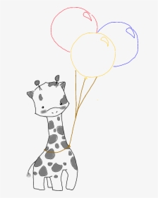 #giraffe #cute #balloons #balloon #drawing #drawnbyme - Cute Balloon Drawing, HD Png Download, Transparent PNG