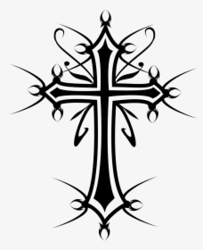 Celtic Cross Christian Cross Drawing Clip Art - Cross Clipart Black And White Gothic, HD Png Download, Transparent PNG