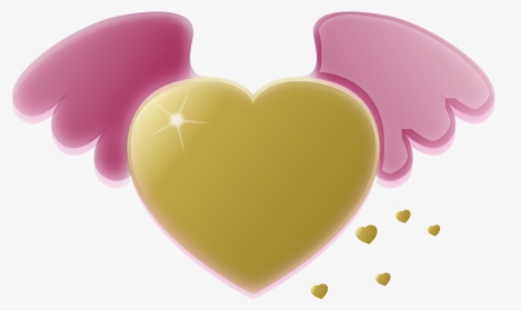 Gold Heart With Pink Wings Clip Arts - Clipart Graphic Angel Wings, HD Png Download, Transparent PNG