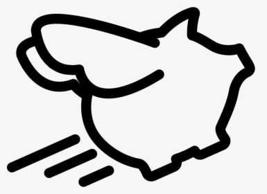 Flying Pig Outline - Pig With Wings Icon, HD Png Download, Transparent PNG