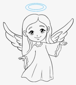 Angel Outline Drawing - Simple Easy Angel Drawing, HD Png Download, Transparent PNG