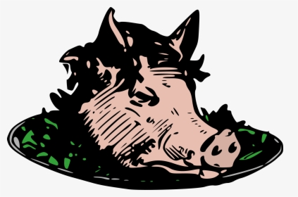 Pig Head Dinner Clip Arts - Pig Head On A Playe, HD Png Download, Transparent PNG