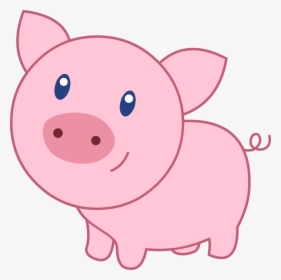 Clip Art Cute Happy Pink Pig - Transparent Background Pig Clipart, HD Png Download, Transparent PNG