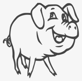 Pig Swine Hog Pork Farm Animal Domestic Meat- - Pig Transparent Black White, HD Png Download, Transparent PNG