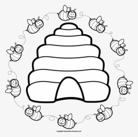 Clip Art Clipart Free Images Image - Bees Hive Clipart Black And White, HD Png Download, Transparent PNG